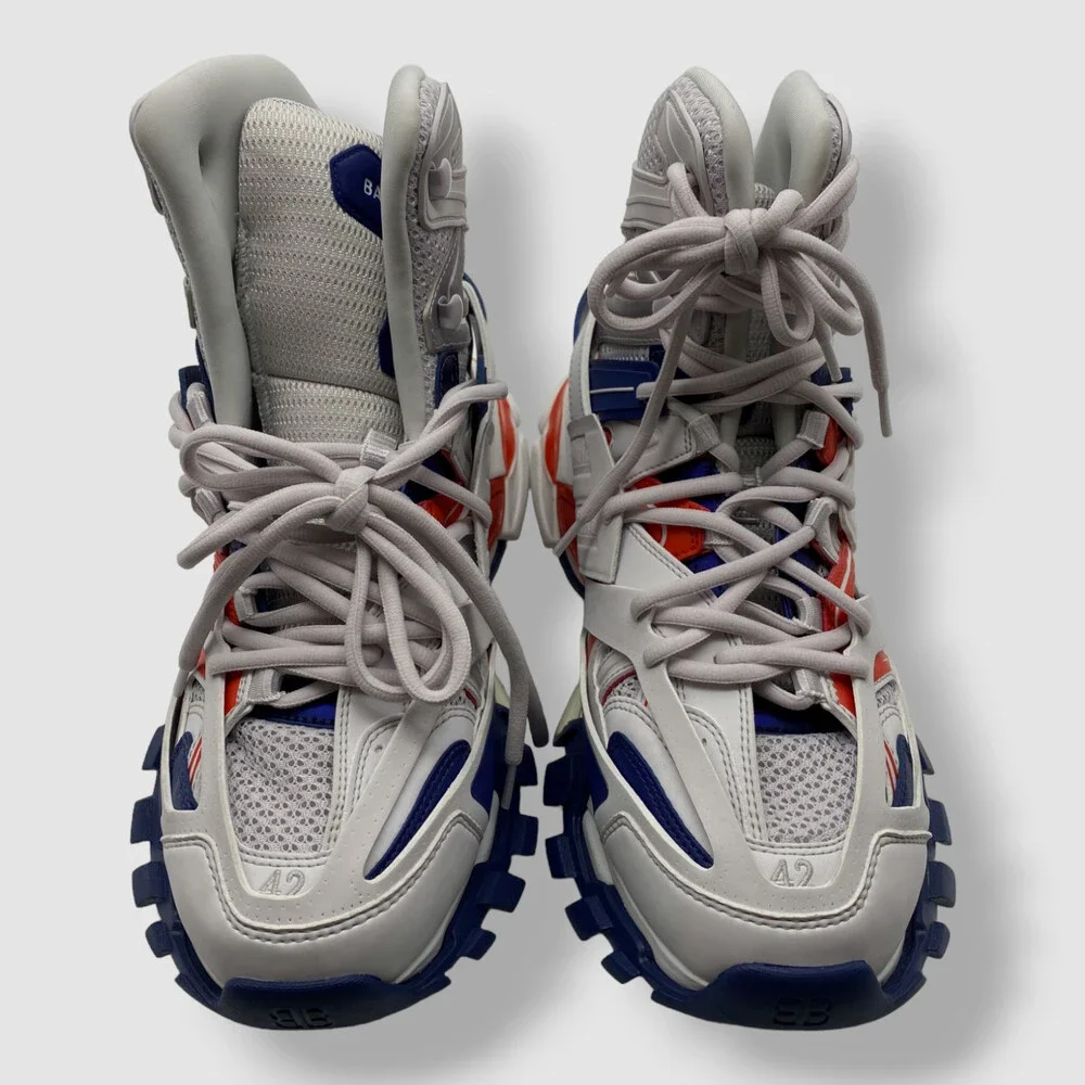 $1490 Balenciaga Mens White Track Hike Caged Mesh High-Top Sneakers Shoes 42 - Picture 2 of 7